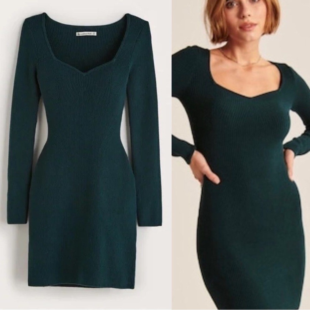 Abercrombie Dark Green Sweetheart Sweater Dress